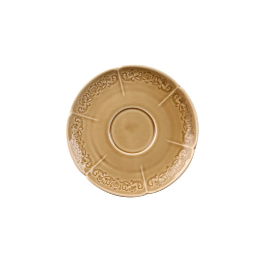 Camellia Vintage Embossed Ceramic Saucer - Caramel